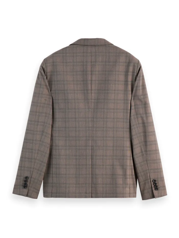 SINGLE BREASTED YARNDYED BLAZER Brown Ecru Check Men Scotch and Soda Blazers and Waistcoats SINGLE BREASTED YARNDYED BLAZER Brown Ecru Check Men Scotch and Soda Blazers and Waistcoats