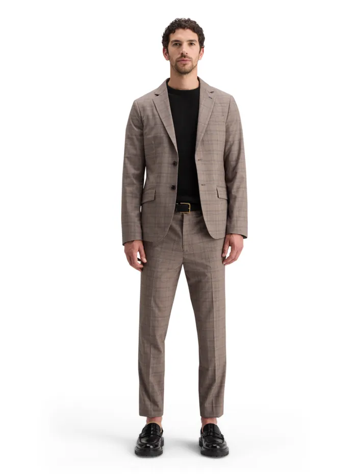 SINGLE BREASTED YARNDYED BLAZER Brown Ecru Check Men Scotch and Soda Blazers and Waistcoats SINGLE BREASTED YARNDYED BLAZER Brown Ecru Check Men Scotch and Soda Blazers and Waistcoats