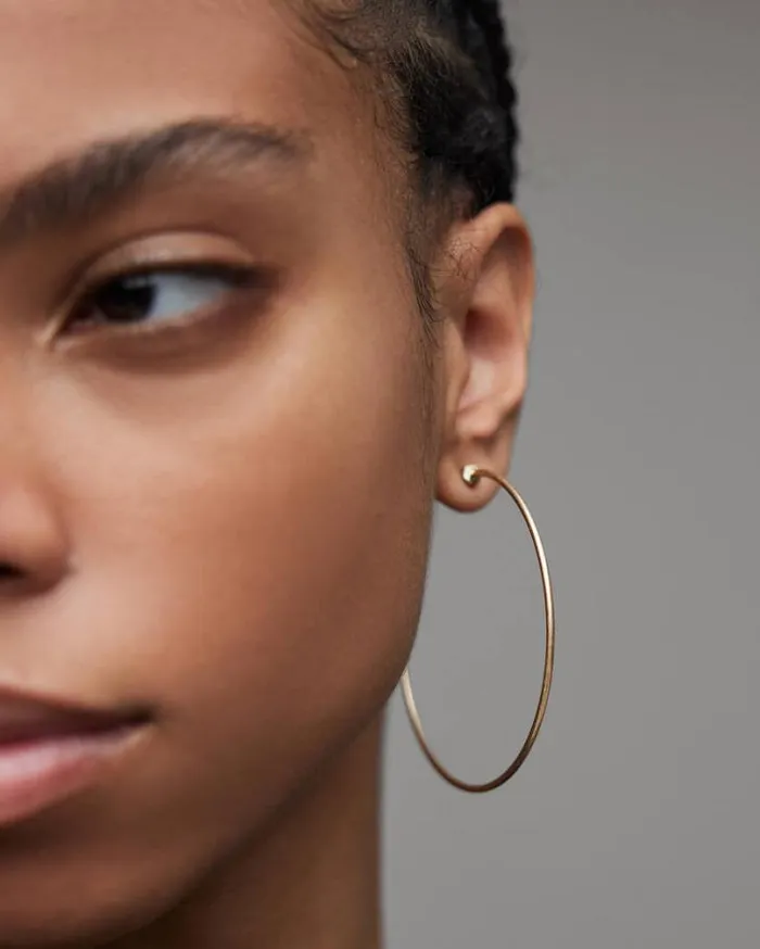 Skinny GoldTone Hoop Earrings Warm Brass Women AllSaints Jewelry