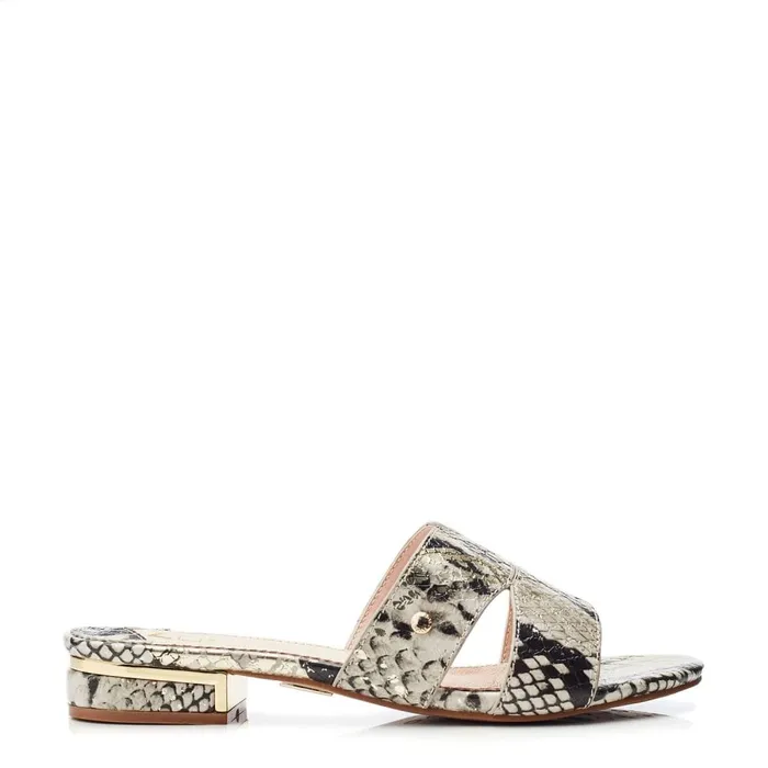Slider Sandals Women Moda In Pelle Murah Natural 8211 Gold Snake Print