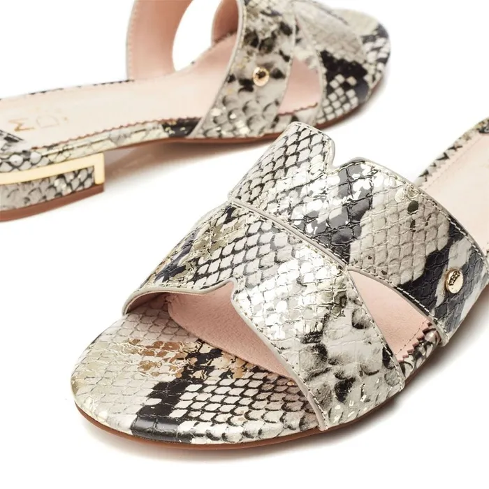 Slider Sandals Women Moda In Pelle Murah Natural 8211 Gold Snake Print