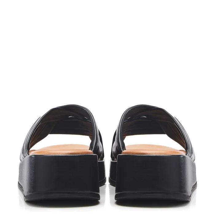Slider Sandals Women Moda In Pelle Sh Grana Black Leather