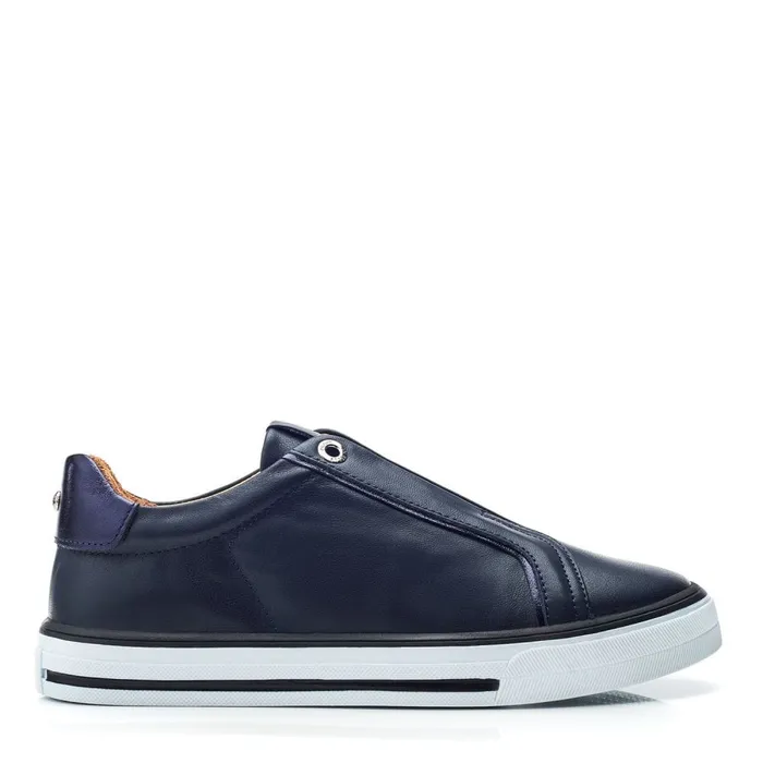 SlipOn Trainers Women Moda In Pelle Bennii Navy Leather