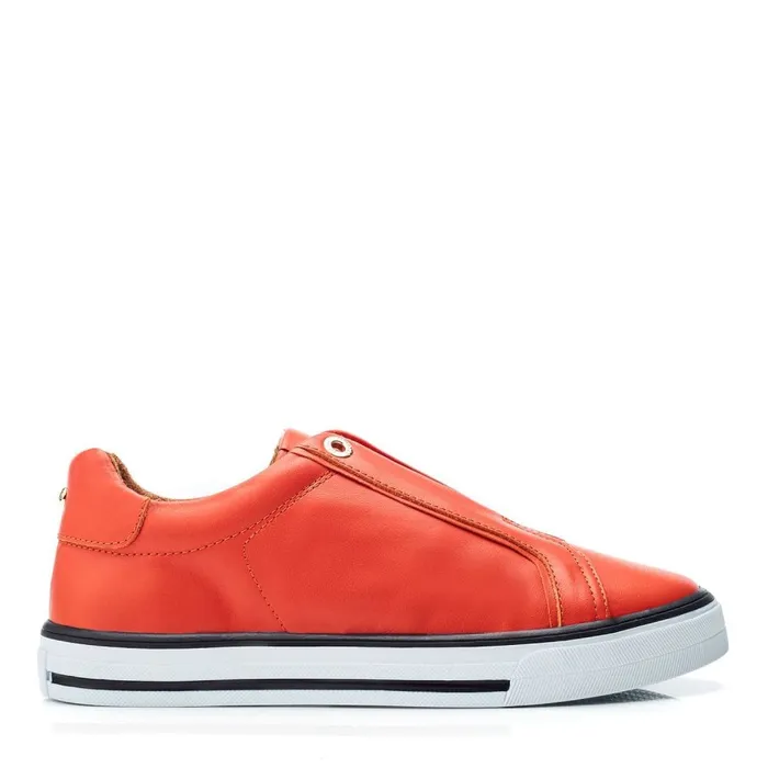 SlipOn Trainers Women Moda In Pelle Bennii Orange Leather