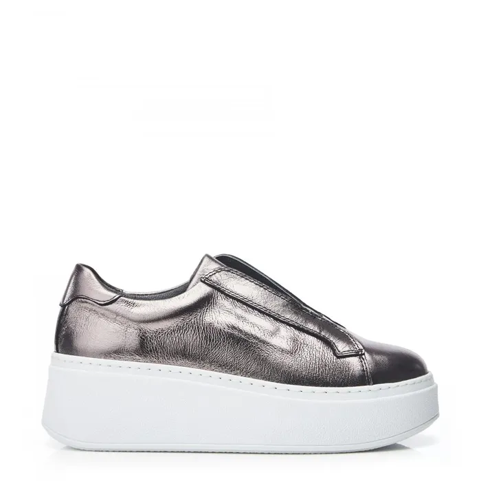 SlipOn Trainers Women Moda In Pelle Bsoleful BAxell Pewter Leather