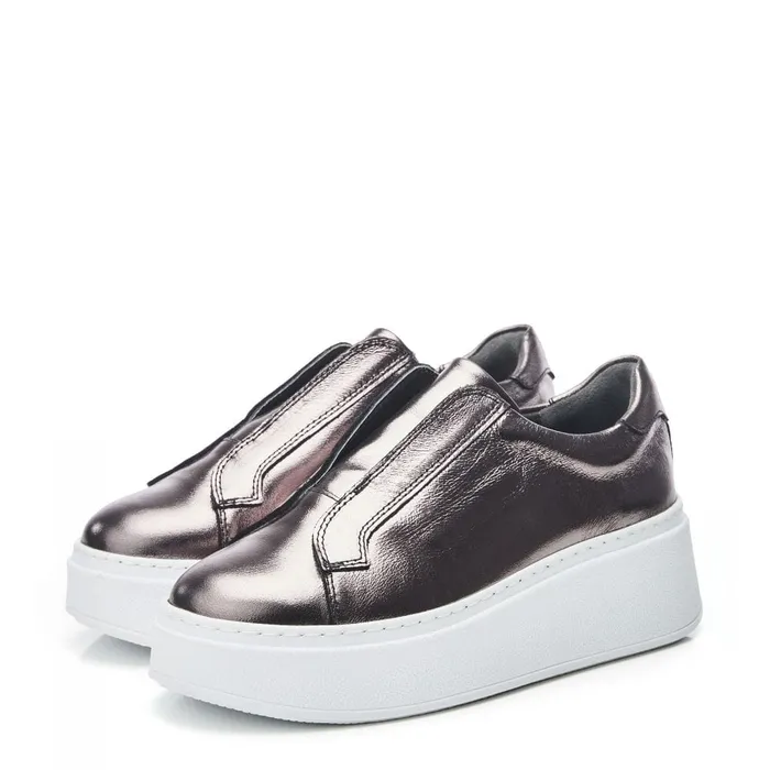 SlipOn Trainers Women Moda In Pelle Bsoleful BAxell Pewter Leather SlipOn Trainers Women Moda In Pelle Bsoleful BAxell Pewter Leather