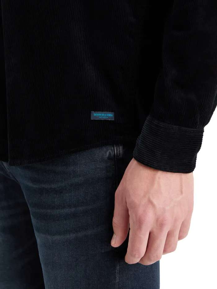 SOLID CORDUROY SHIRT Black Men Scotch and Soda Shirts