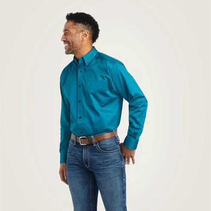 Solid Twill Classic Fit Shirt Ocean Depths Men Ariat Button Down Shirts