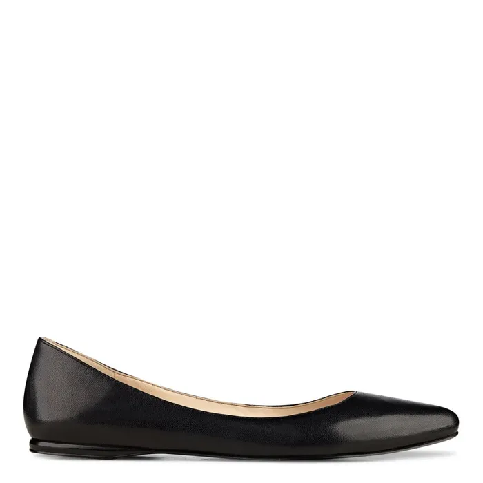 Speakup Almond Toe Flats Black Leather Women Nine West Loafers and Tailored Flats