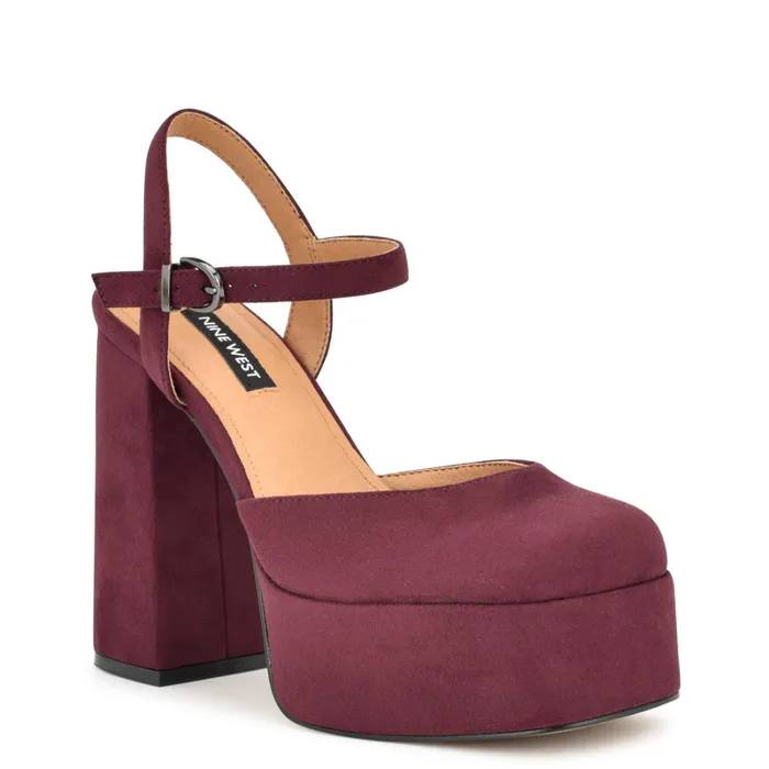 Stacie Platform Heels Dark Red Women Nine West Pumps Stacie Platform Heels Dark Red Women Nine West Pumps