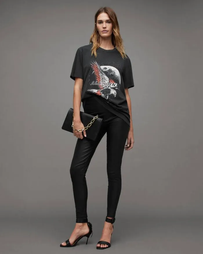 Stardust Oversized Boyfriend TShirt Washed Black Women AllSaints TShirts