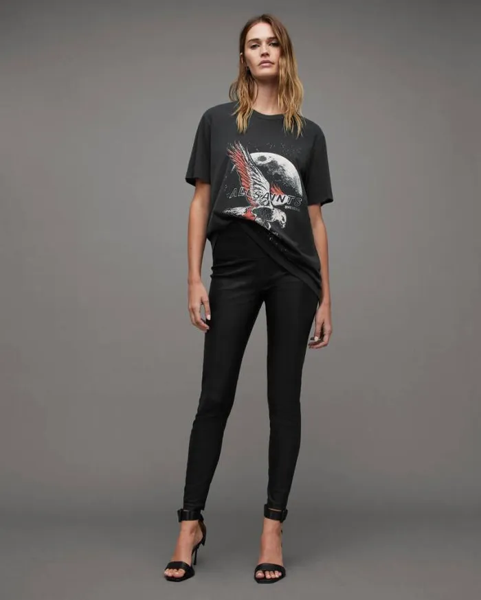 Stardust Oversized Boyfriend TShirt Washed Black Women AllSaints TShirts