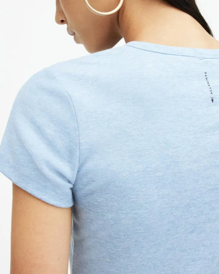 Stevie Slim Fit Short Sleeve TShirt Blue Marl Women AllSaints Tops and Shirts Stevie Slim Fit Short Sleeve TShirt Blue Marl Women AllSaints Tops and Shirts