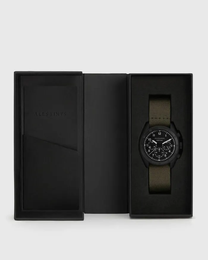 Subtitled I Stainless Steel Nylon Watch Khaki Men AllSaints Watches