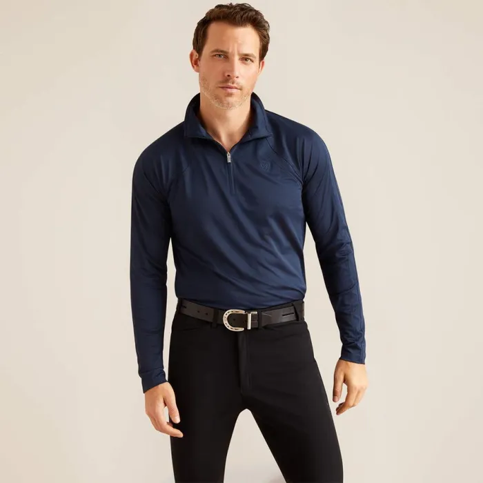 Sunstopper 30 14 Zip Baselayer Navy Eclipse Men Ariat TShirts and Polos