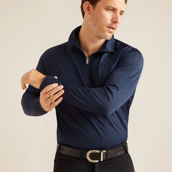 Sunstopper 30 14 Zip Baselayer Navy Eclipse Men Ariat TShirts and Polos Sunstopper 30 14 Zip Baselayer Navy Eclipse Men Ariat TShirts and Polos