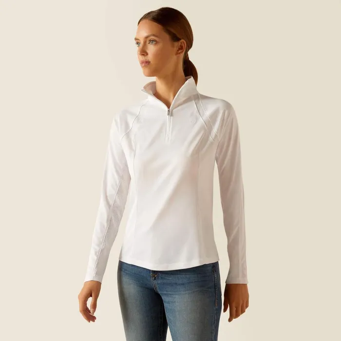 Sunstopper 30 14 Zip Baselayer White Women Ariat TShirts and Tops