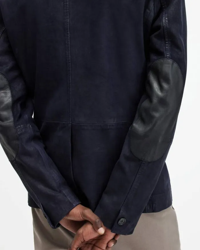 Survey Double Layered Leather Blazer Mcway Blue Men AllSaints Jackets and Coats Survey Double Layered Leather Blazer Mcway Blue Men AllSaints Jackets and Coats