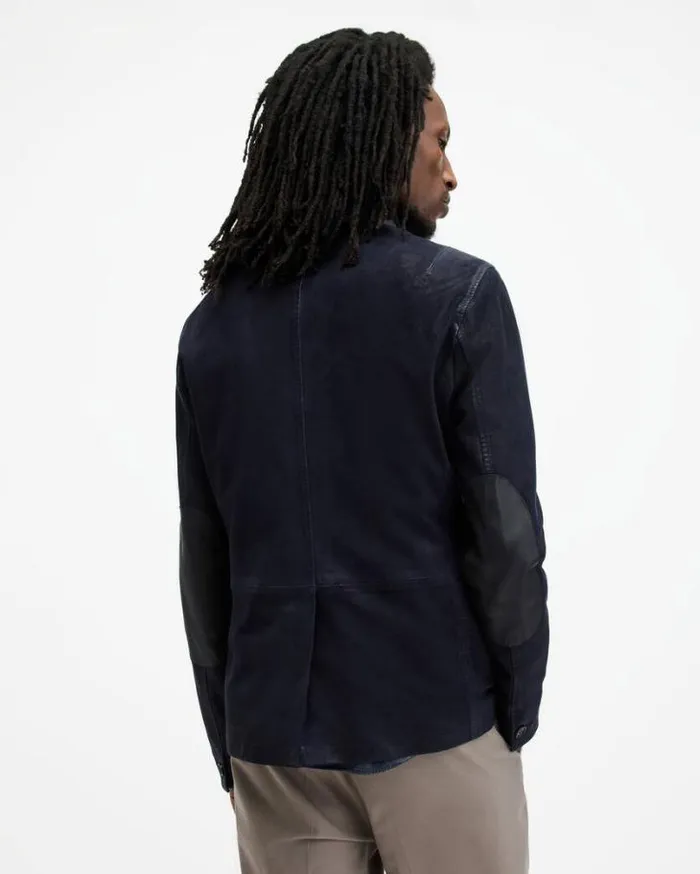 Survey Double Layered Leather Blazer Mcway Blue Men AllSaints Jackets and Coats Survey Double Layered Leather Blazer Mcway Blue Men AllSaints Jackets and Coats