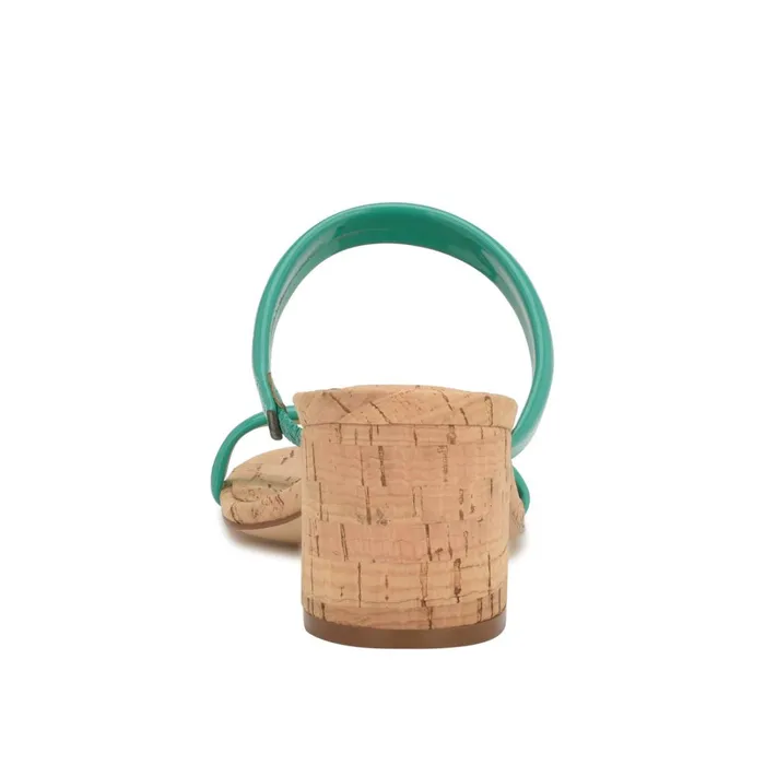 Tae Heeled Slide Sandals Emerald Green Cork Women Nine West Low Heel Tae Heeled Slide Sandals Emerald Green Cork Women Nine West Low Heel