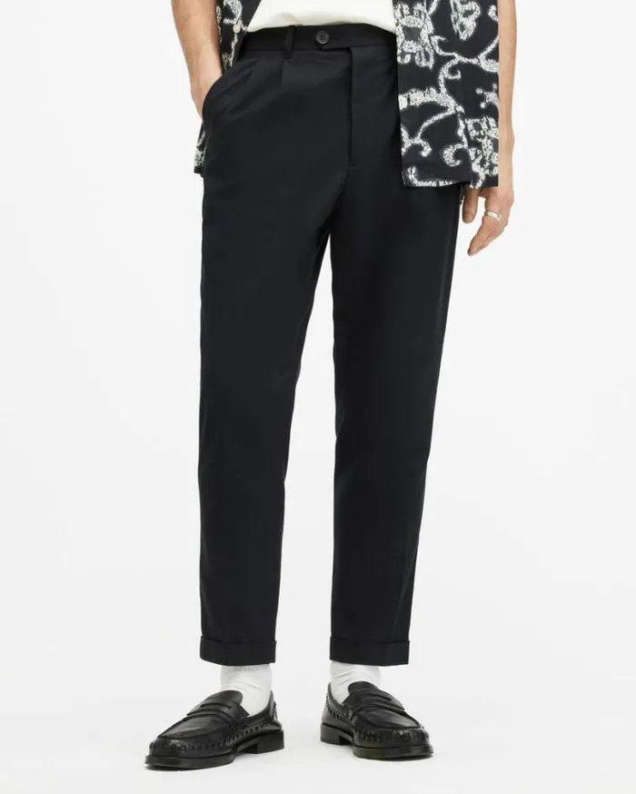 Tallis Slim Fit Cropped Tapered Pants Black Men AllSaints Pants