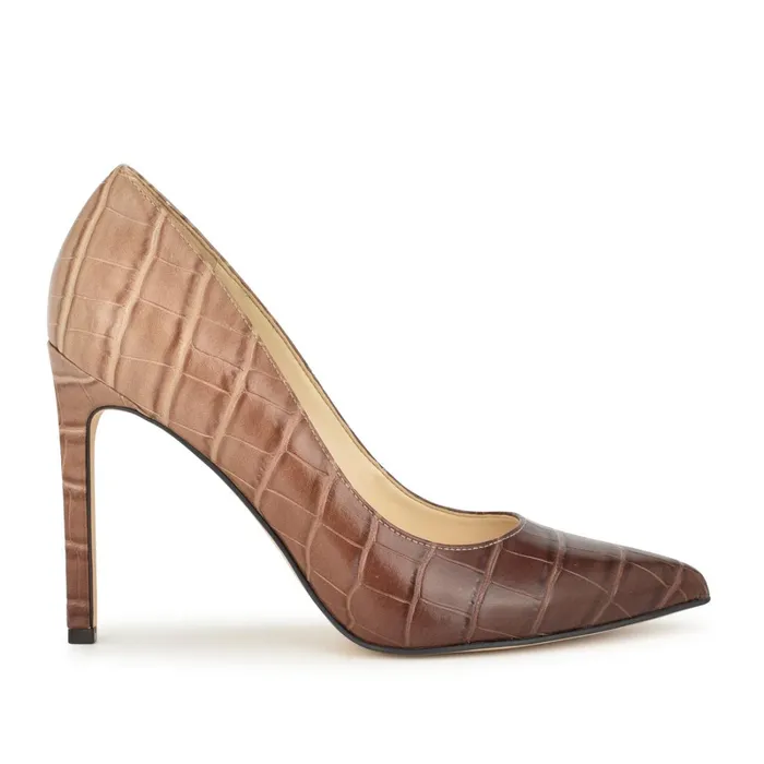 Tatiana Pointy Toe Pumps Nude Ombre Croco Women Nine West Pumps