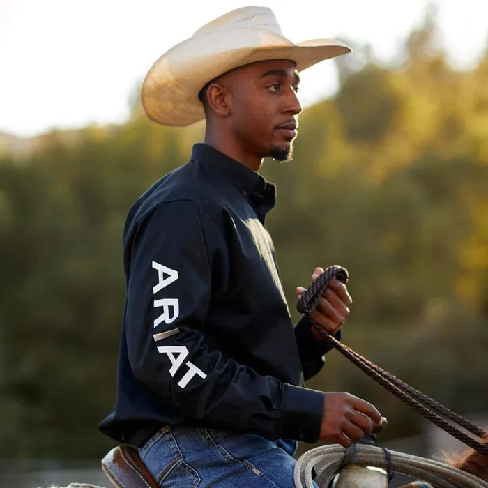 Team Logo Twill Fitted Shirt Blackwhite Men Ariat Button Down Shirts Team Logo Twill Fitted Shirt Blackwhite Men Ariat Button Down Shirts