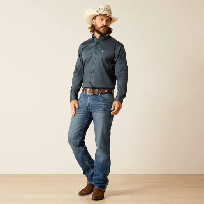 Team Logo Twill Fitted Shirt Dark Grey Men Ariat Button Down Shirts Team Logo Twill Fitted Shirt Dark Grey Men Ariat Button Down Shirts