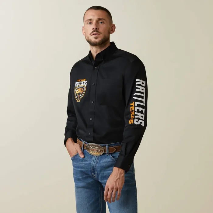 Team Rattlers Twill Classic Fit Shirt Black Men Ariat Button Down Shirts