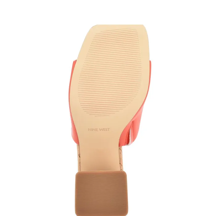 Teice Heeled Slide Sandals Orange Patent Women Nine West Dress Teice Heeled Slide Sandals Orange Patent Women Nine West Dress