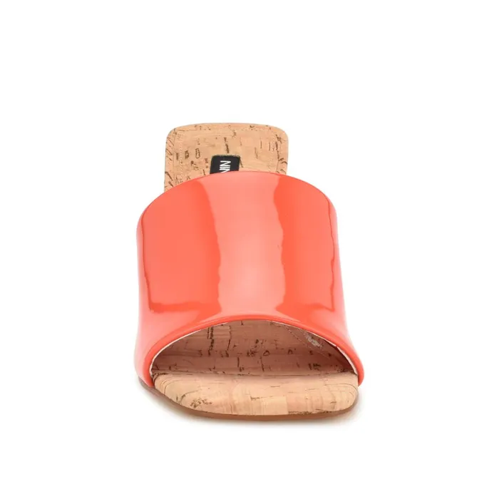Teice Heeled Slide Sandals Orange Patent Women Nine West Heeled