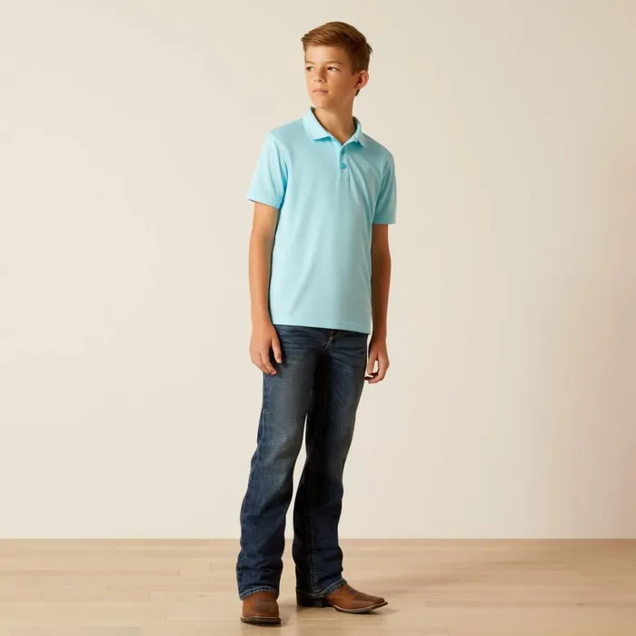 TEK Polo Cenote Aqua Kids Ariat TShirts and Polos TEK Polo Cenote Aqua Kids Ariat TShirts and Polos