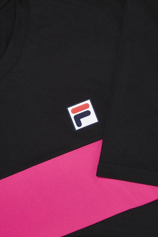 Tennis Men Fila Tennis Essentials Short Sleeve Crew 001 Black Pink Glo