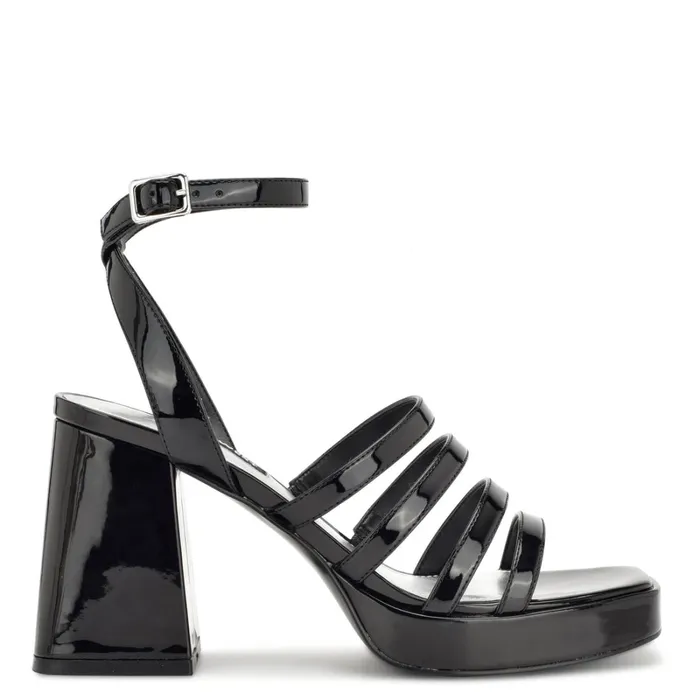 Teriss Strappy Platform Sandals Black Patent Women Nine West Platforms
