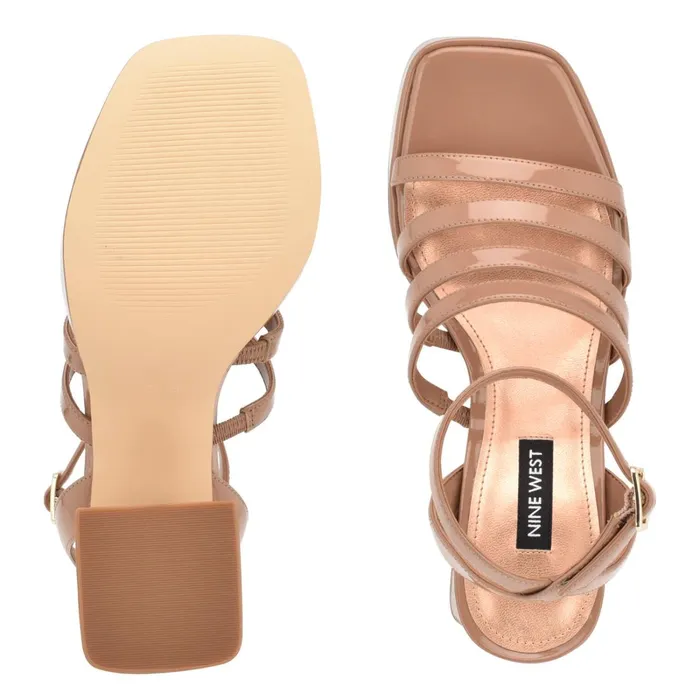 Teriss Strappy Platform Sandals Clay Patent Women Nine West Heeled Teriss Strappy Platform Sandals Clay Patent Women Nine West Heeled