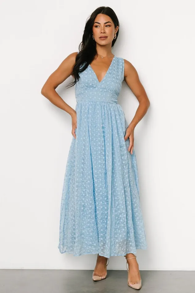 Thalia Embroidered Tank Midi Dress Blue Women Baltic Born Bump Friendly