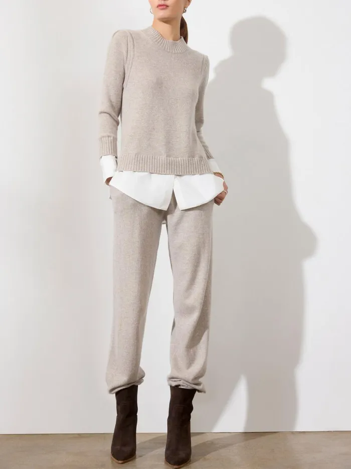 The Andre Luxe Cashmere Pant Light Chia Melange Women Brochu Walker Bottoms