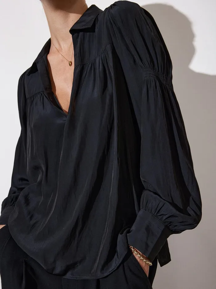 The Anson Blouse Black Onyx Women Brochu Walker Tops