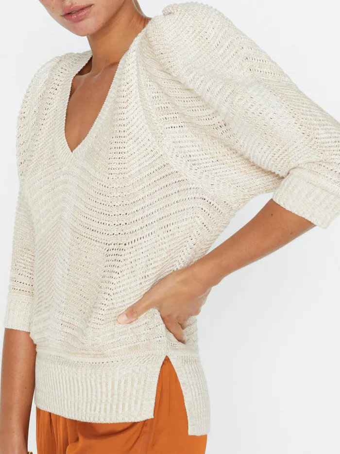 The Arya Vee Sweater Havana Marl Women Brochu Walker Sweaters