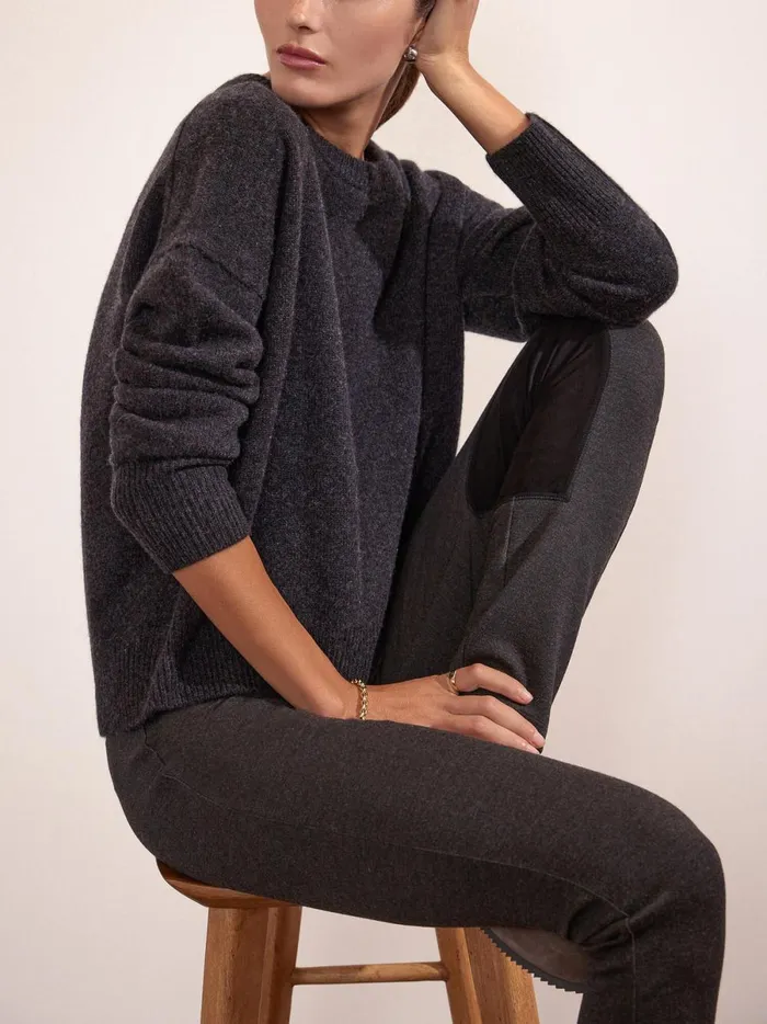The Everyday Cashmere Bright Crew Dk Charcoal Women Brochu Walker Sweaters