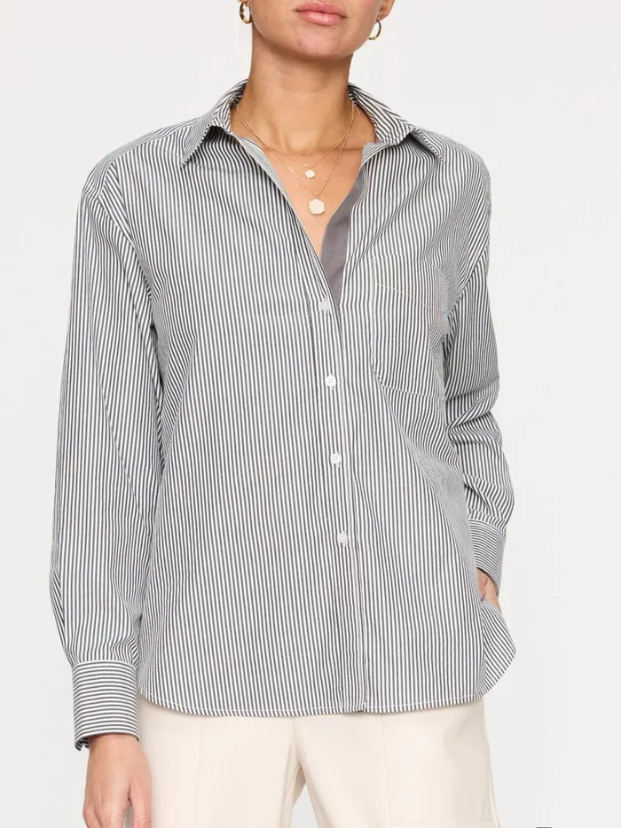 The Everyday Shirt Grey Stripe Women Brochu Walker Tops