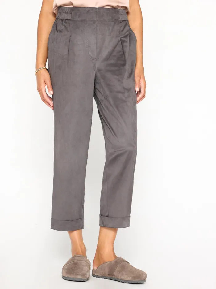 The Filo Vegan Suede Pant Shadow Grey Women Brochu Walker Bottoms