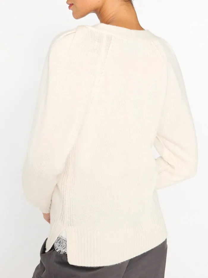 The Ida Lace Vee Looker Ivory Women Brochu Walker Sweaters