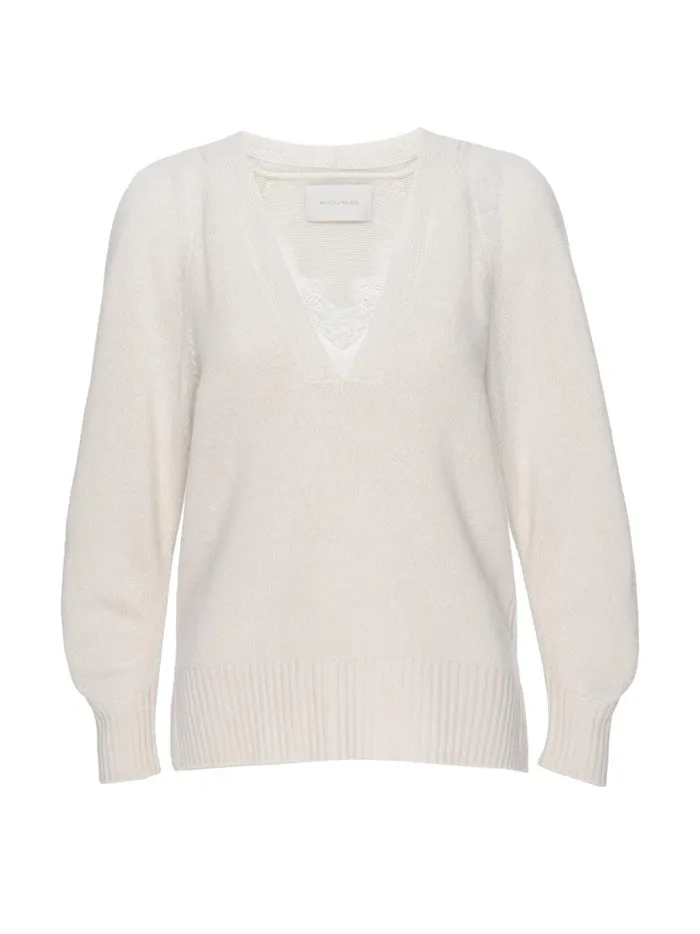 The Ida Lace Vee Looker Ivory Women Brochu Walker Sweaters