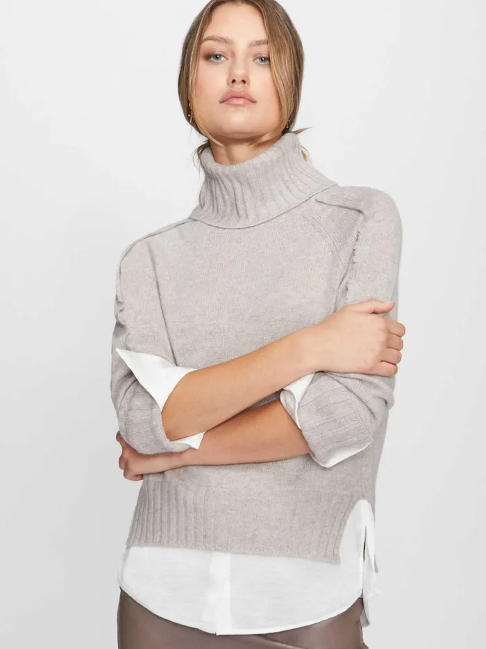 The Jolie Fringe Layered Looker Light Chia Melange With White Underlayer Women Brochu Walker Looker Sweaters