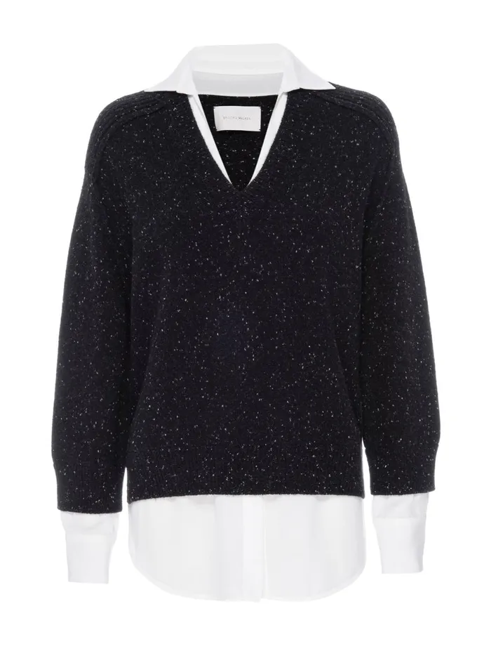 The Looker Layered VNeck Black Multi Women Brochu Walker Sweaters