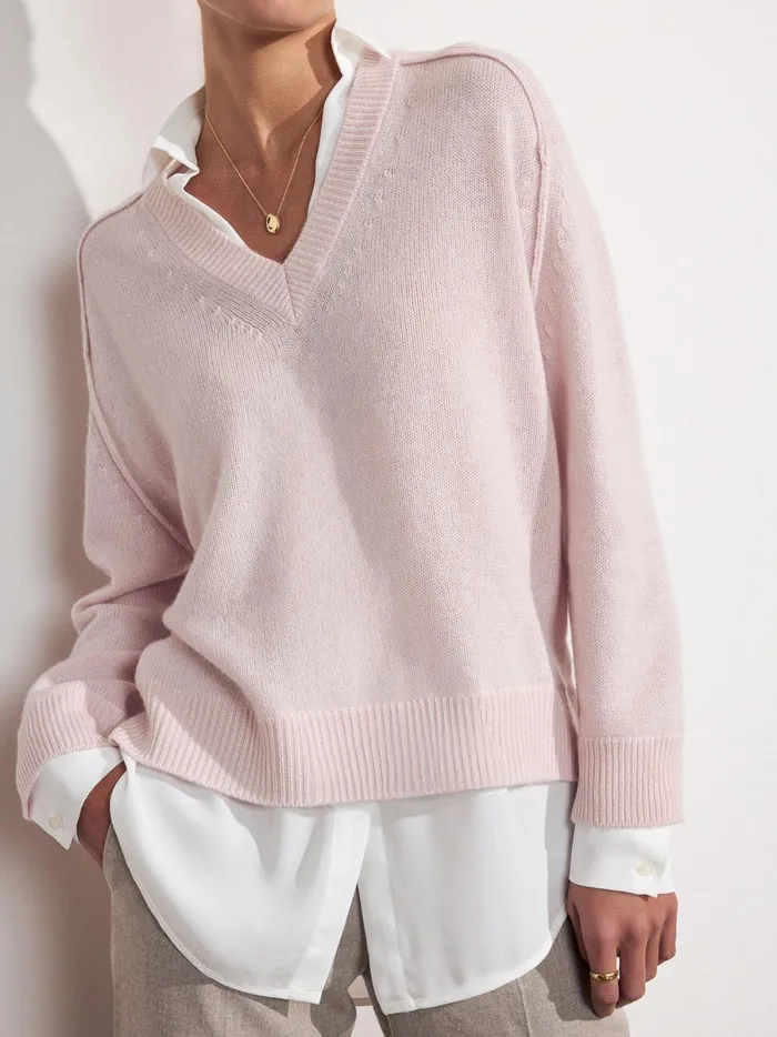 The Looker Layered VNeck Paloma With White Underlayer Women Brochu Walker Sweaters