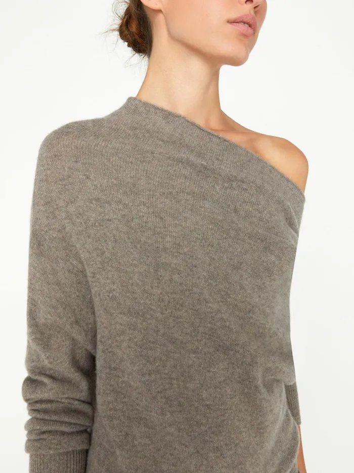 The Lori Off Shoulder Otter Melange Women Brochu Walker 100 Cashmere
