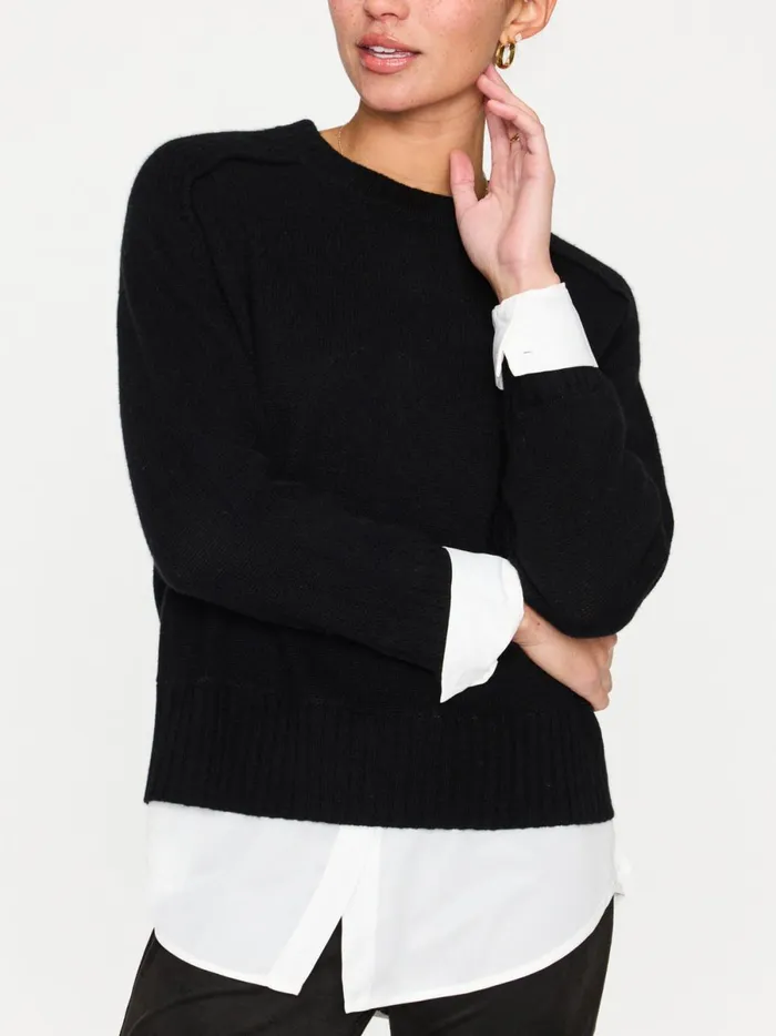The Parson Crew Looker Black Onyx With White Women Brochu Walker Looker Sweaters