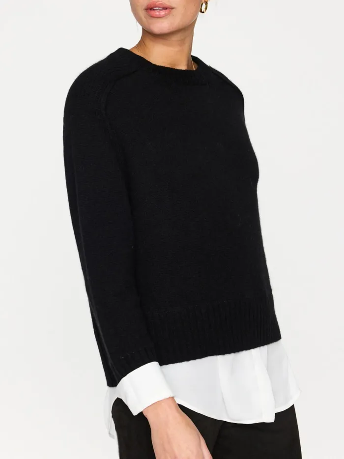 The Parson Crew Looker Black Onyx With White Women Brochu Walker Looker Sweaters